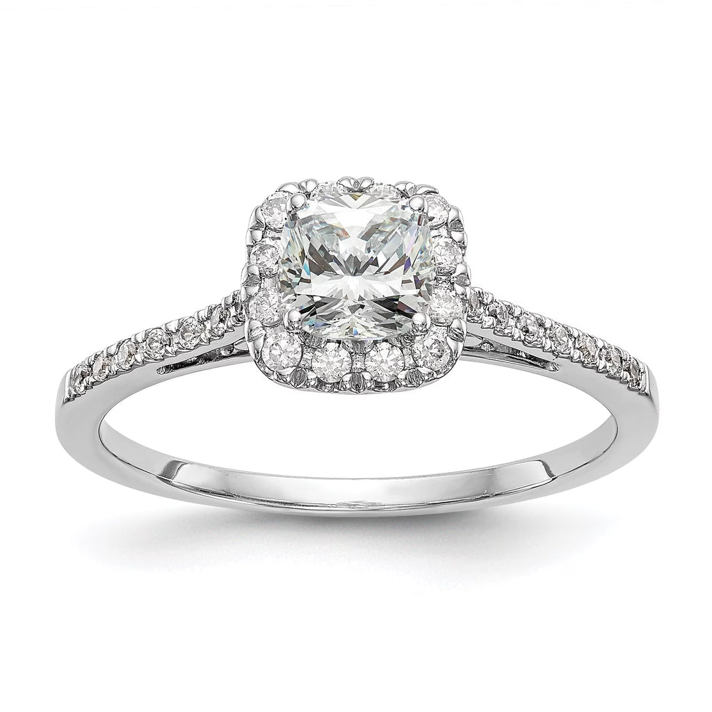 1.25ct CZ Solid 14k Cushion Halo Engagement Ring J7686