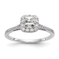 1.25ct CZ Solid 14k Cushion Halo Engagement Ring J7686