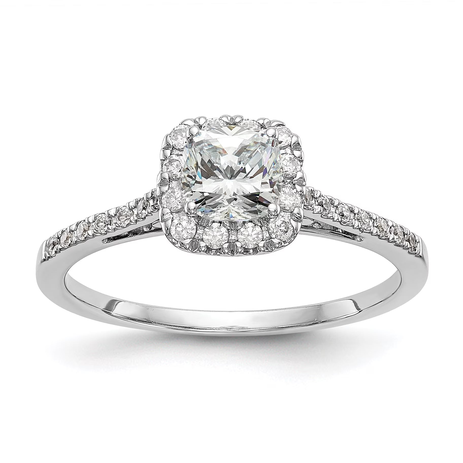 1.25ct CZ Solid 14k Cushion Halo Engagement Ring J7686