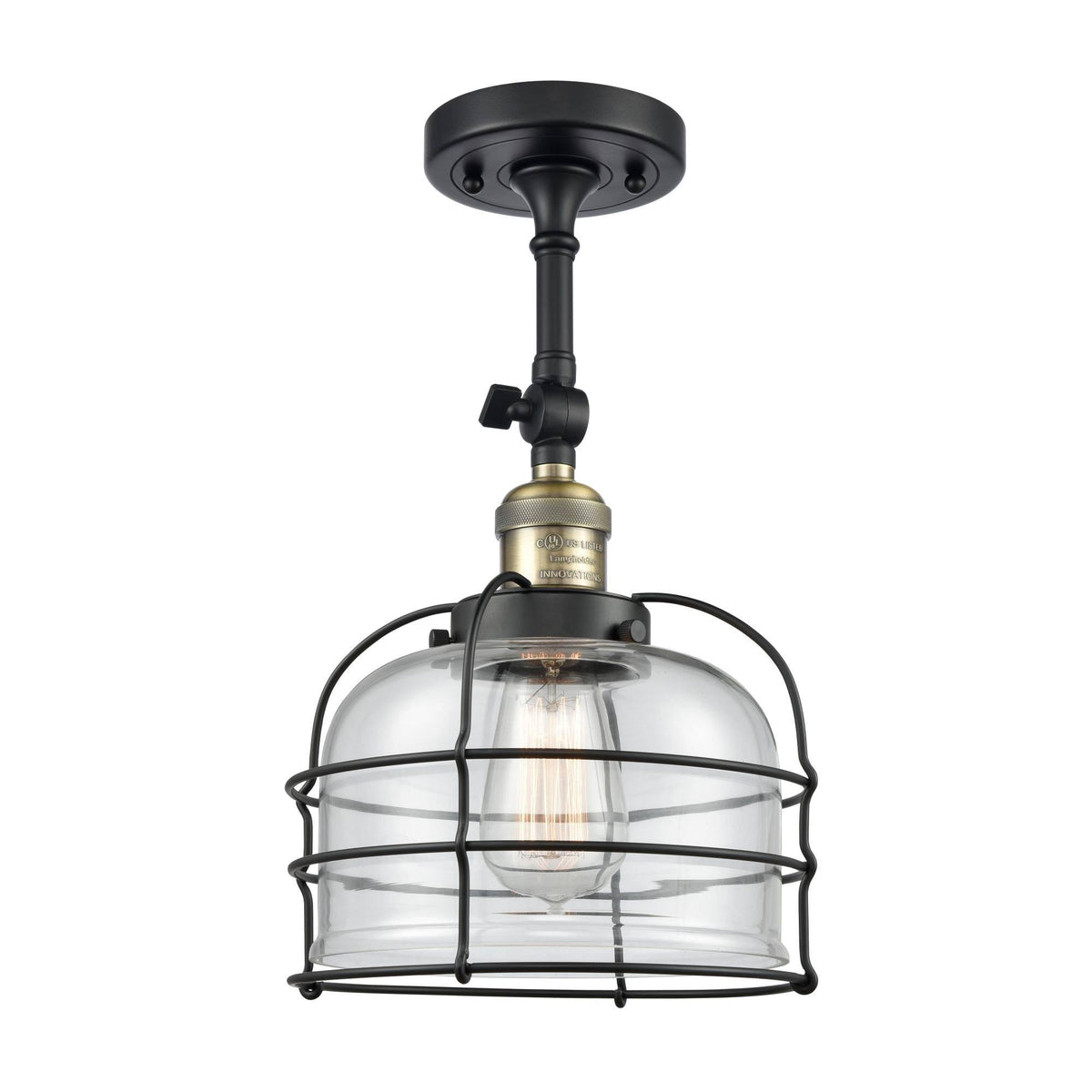 Large Bell Cage Semi-Flush Mount Light in Matte Black G131