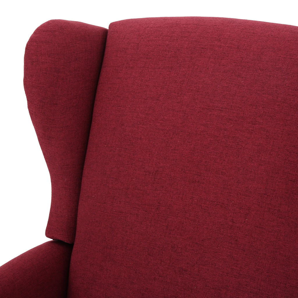 Deep Red and Dark Brown Fabric Pushback Recliner, Set of 2 F4091