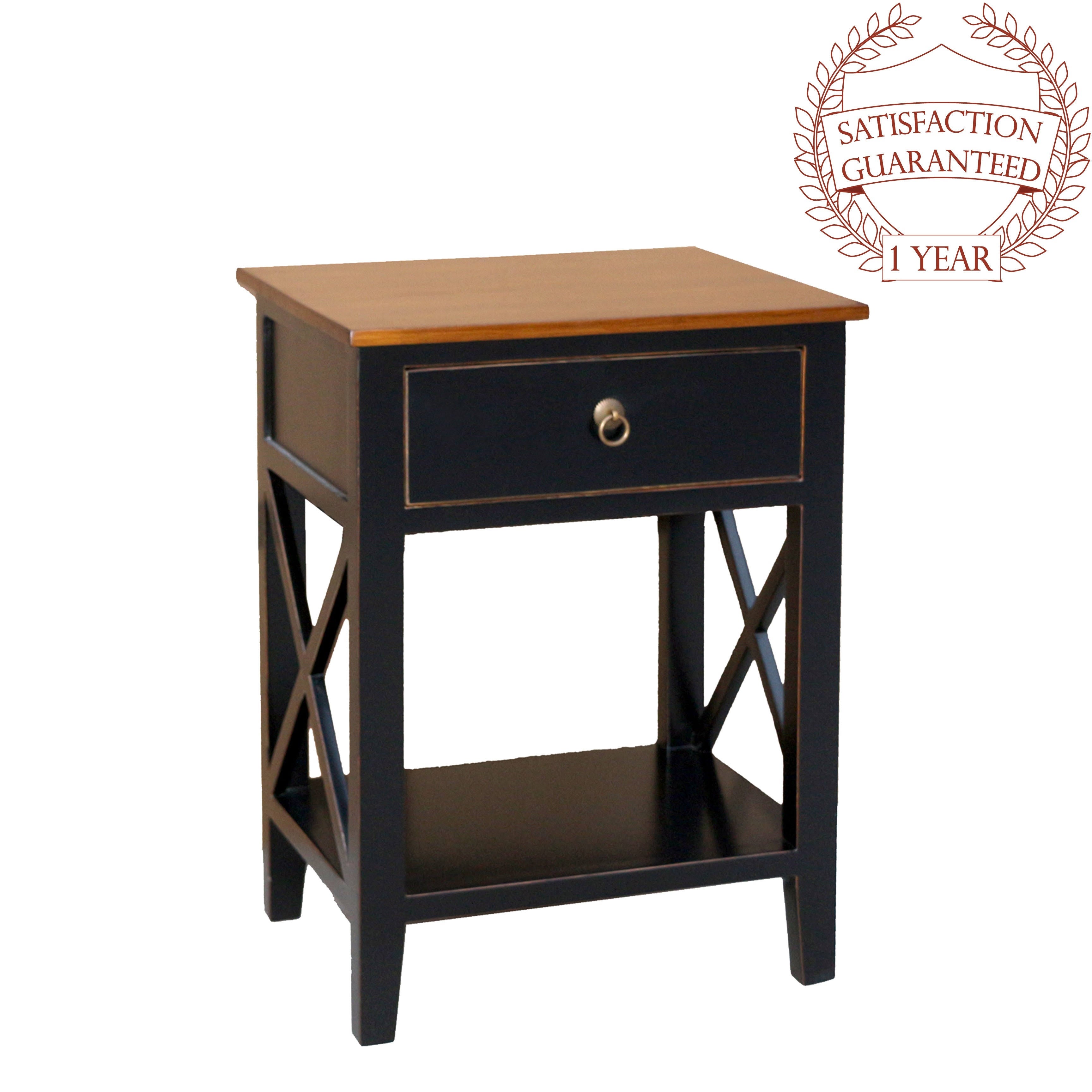 Blue Side Table Cabinet with Drawer and Shelf S37071