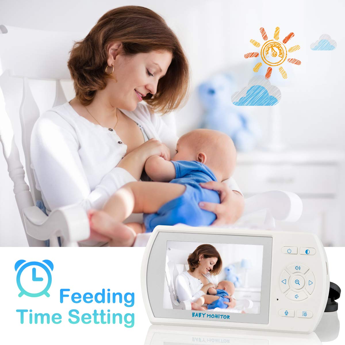 3.5'' LCD Video Baby Monitor, 2-Way Audio, Infrared Night Vision, Pack of 2 K846927