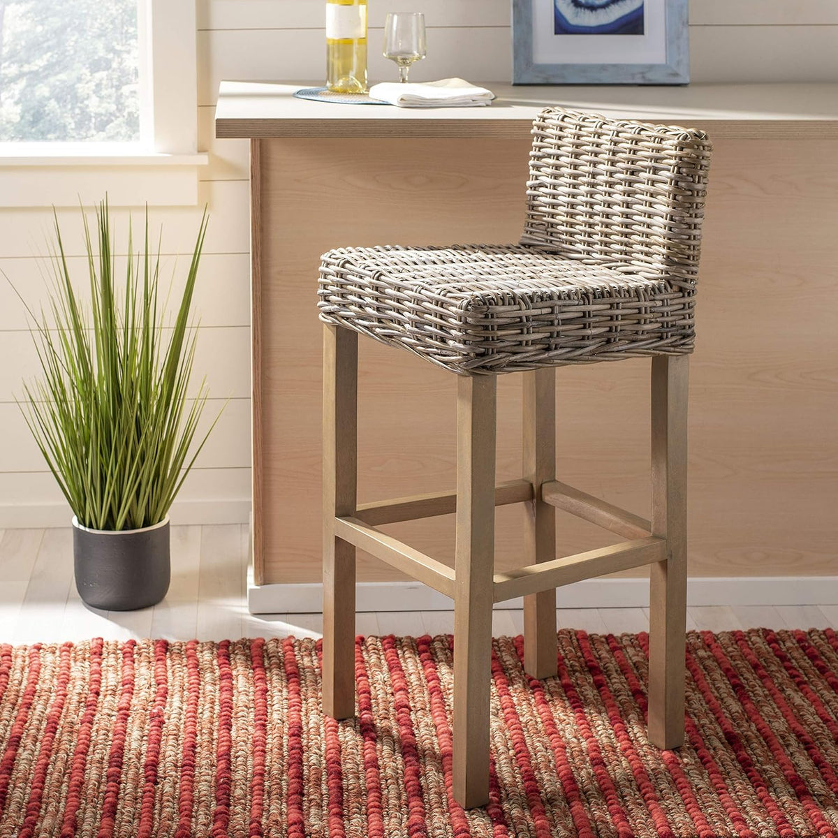 Cappuccino Wicker 30-inch Bar Stool P9725