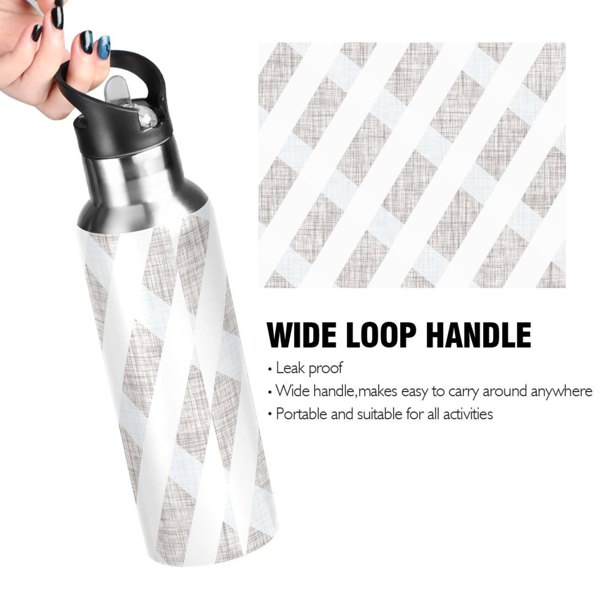20 OZ Stainless Steel Vacuum Insulated Water Bottle with Straw Lid B448