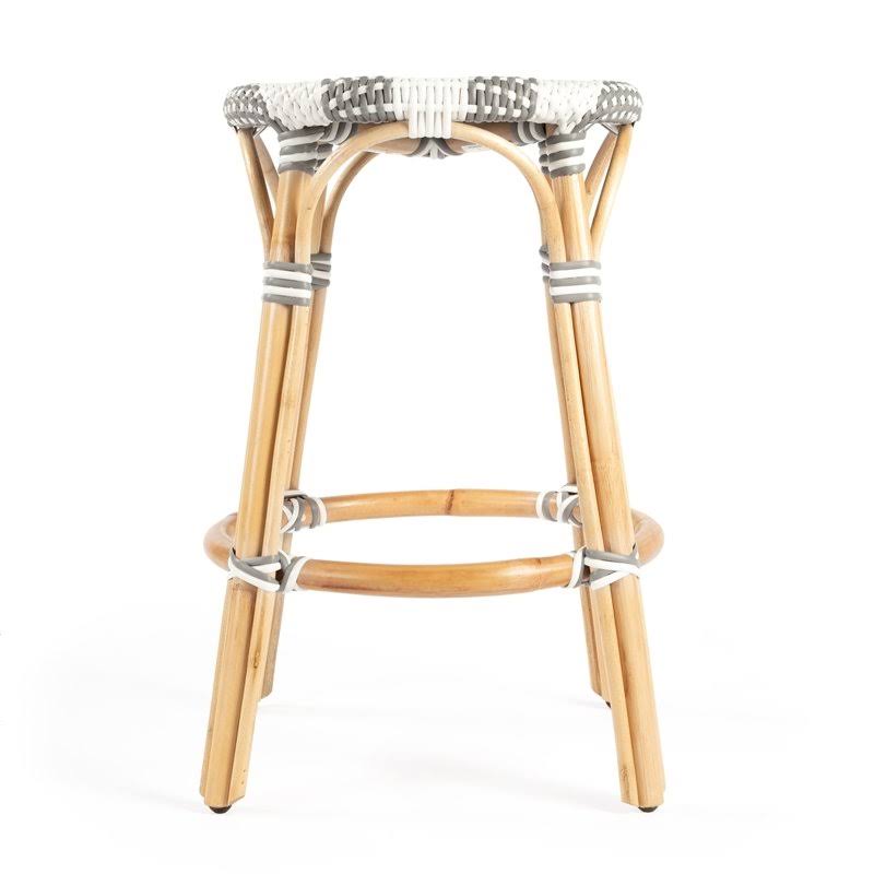 Grey & White Rattan Counter Stool H63420