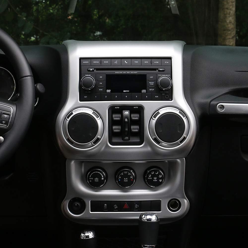 Carbon Fiber Car Interior Center Console Dashboard Panel Frame Cover Trims for Jeep Wrangler 2011-2017, Pack of 2 V109