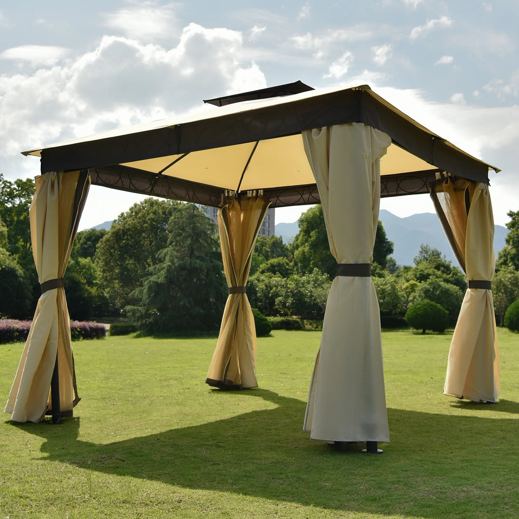 10' X 10' Outdoor Gazebo Tent with Metal Frame, khaki X652053