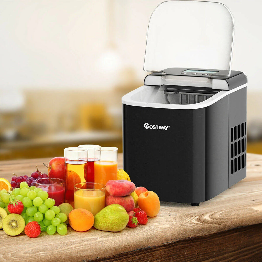 Black Countertop LCD Display Ice Maker with Ice Scoop J798455