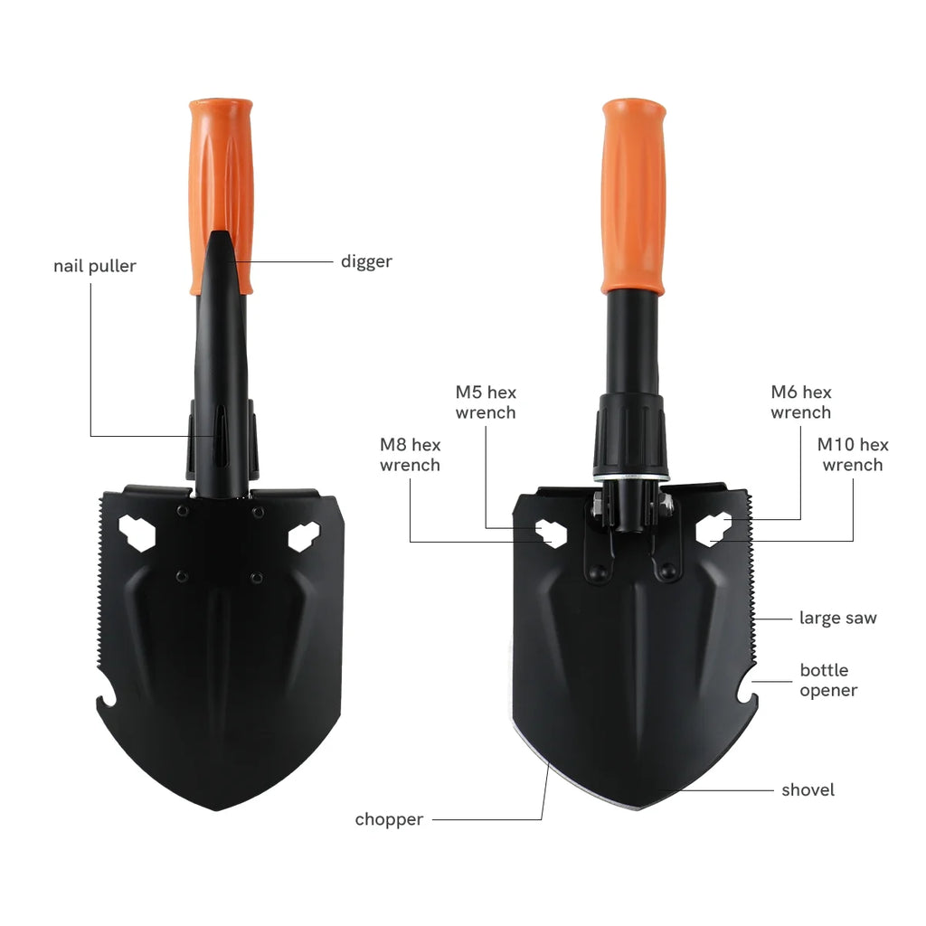 15.35 inch 30-in-1 Survival Kit Folding Shovel with Hard Carrying Case E8243