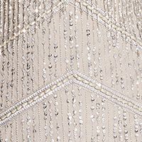 Beige Embellished Fringed Halter Knee Length Cocktail Sheath Dress A474660