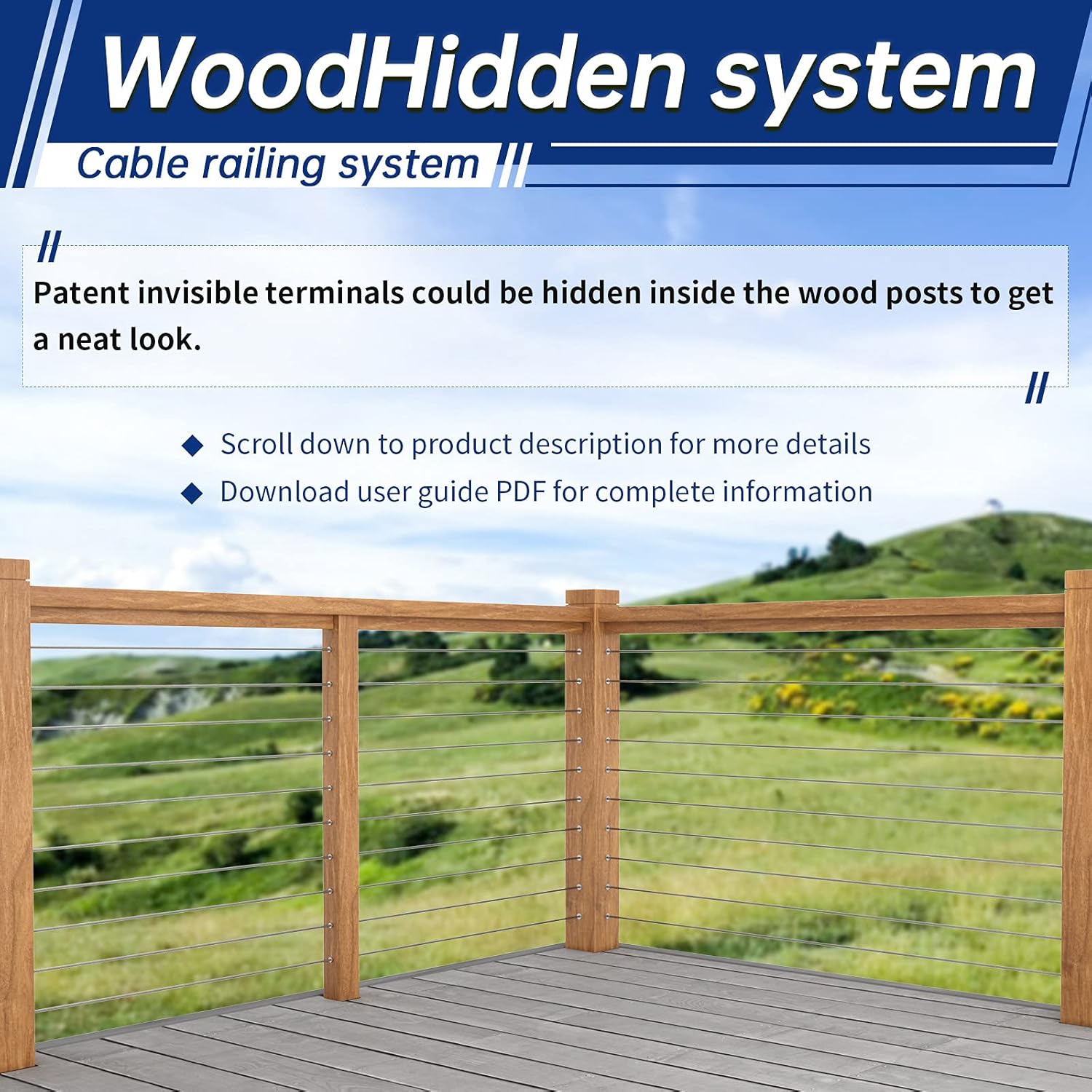 20 Pack Hidden Cable Railing Kit 1/8 System for Wood & Metal Post K239058
