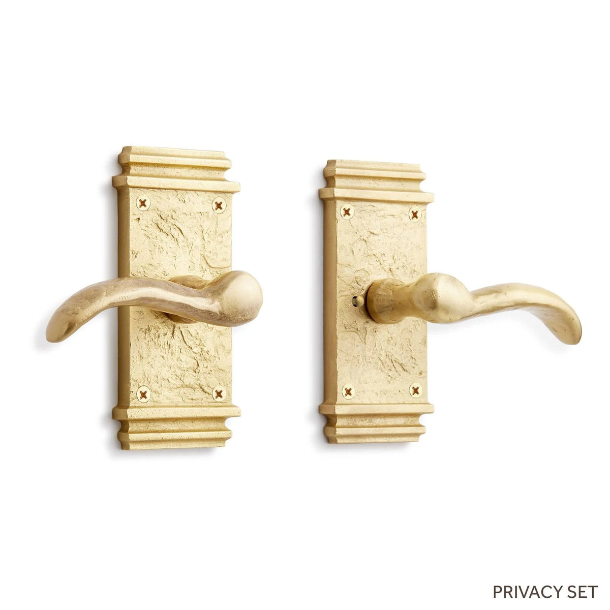 Satin Brass Privacy Interior Door Set with Lever Handle V55453