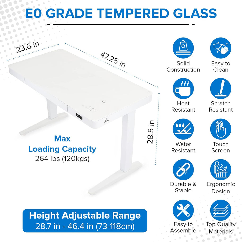 Electric Standing Desk 23x 47 Motorized Height Adjustable Table with USB Ports and Drawer Y7034