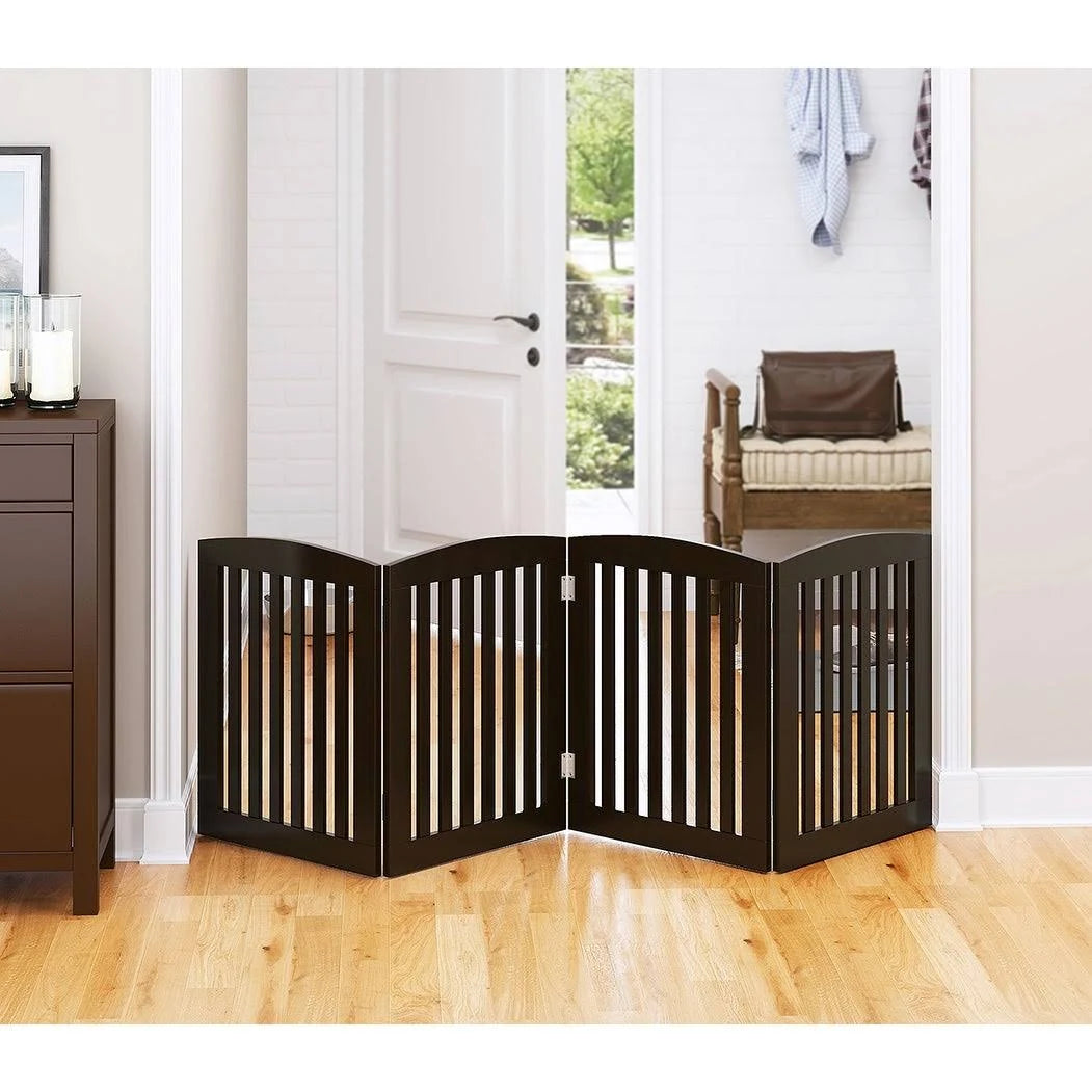 24 inch 4 Panel Wooden Freestanding Foldable Pet Gate Z554