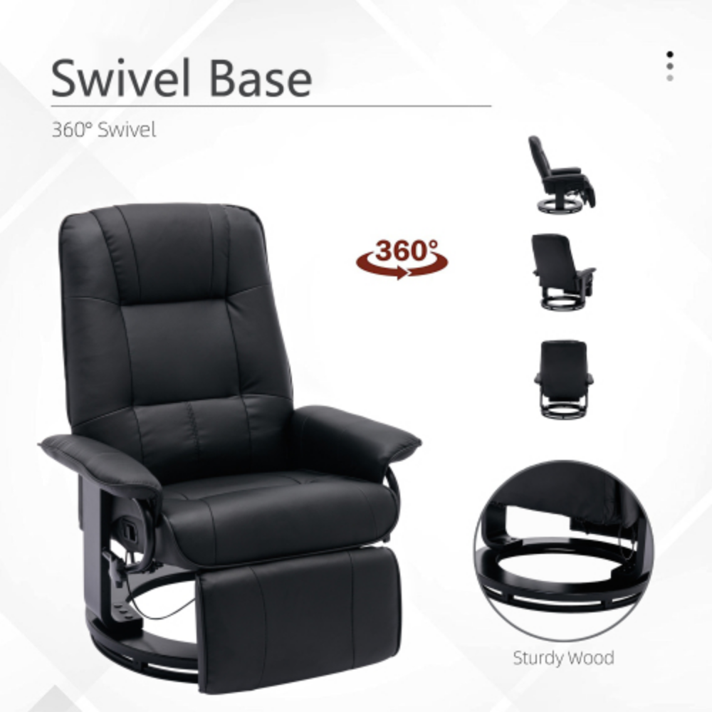 Black Faux Leather Swivel Recliner with Footrest I247639