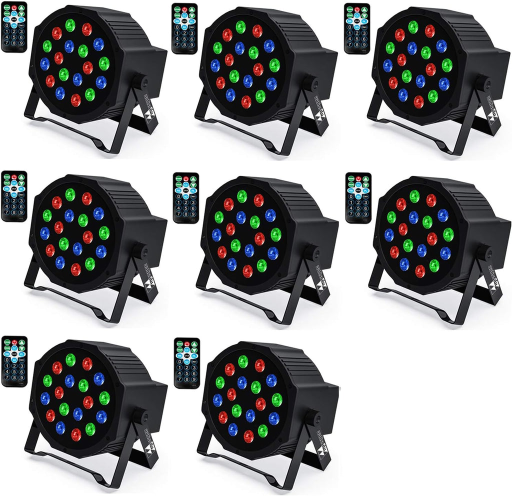 18 RGB LED Stage Lights with Remote Control (8 pcs) I5616
