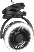 Black Rechargeable Clip on Fan with Light, Pack of 2 V588866