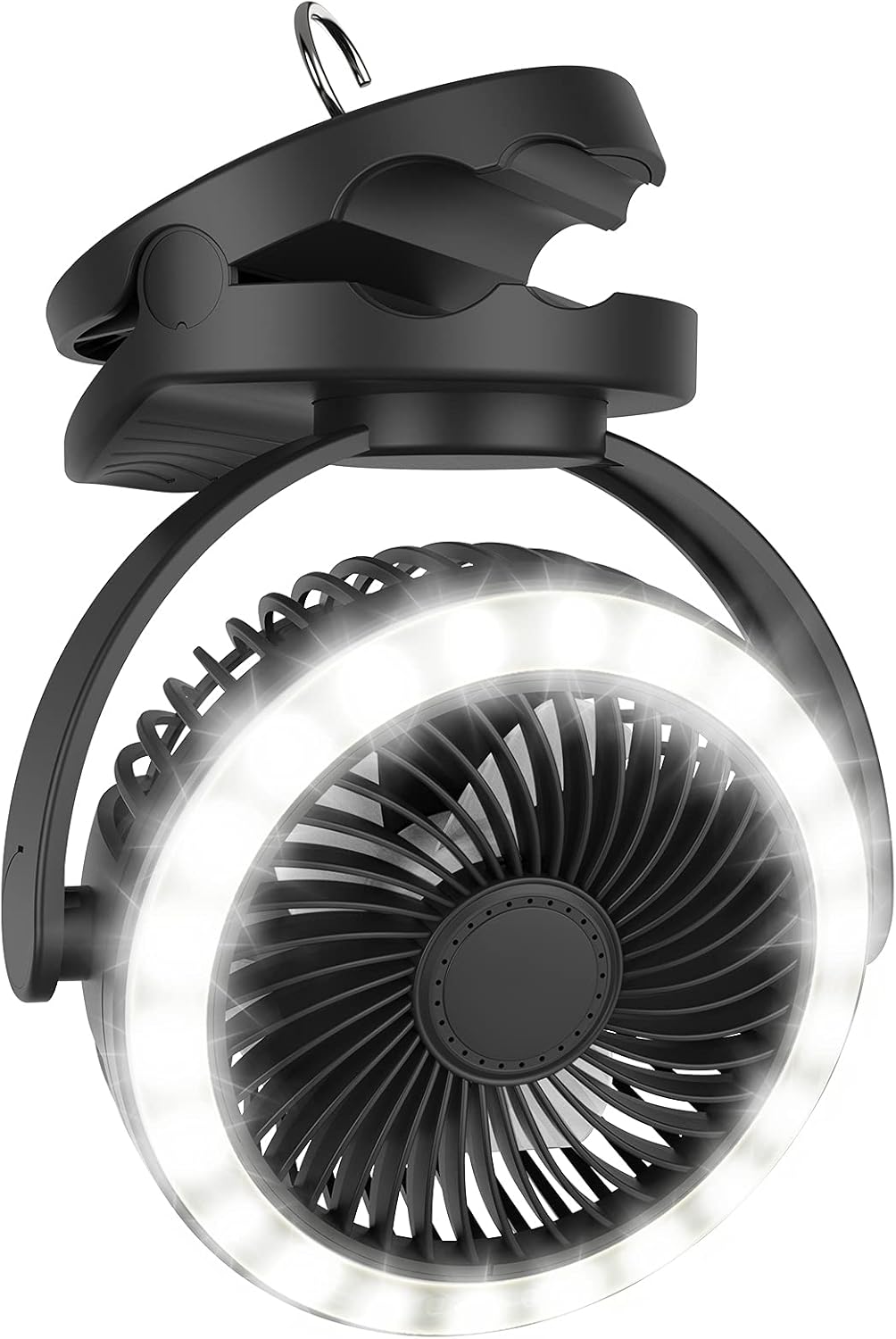 Black Rechargeable Clip on Fan with Light, Pack of 2 V588866