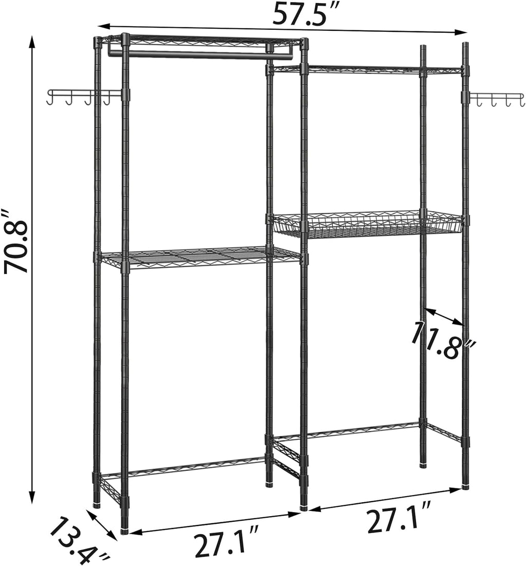 Black 4 Tier Clothes Drying Rack with Adjustable Shelves M43959