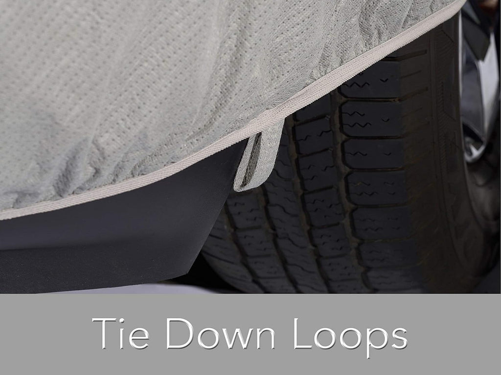 Grey 3-Layer Car Cover with Mesh Vent and Elastic Hem M3603