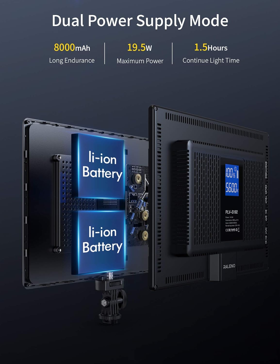 LED Video Soft Light Panel with Dual Rechargeable Battery, Pack of 2 T4297
