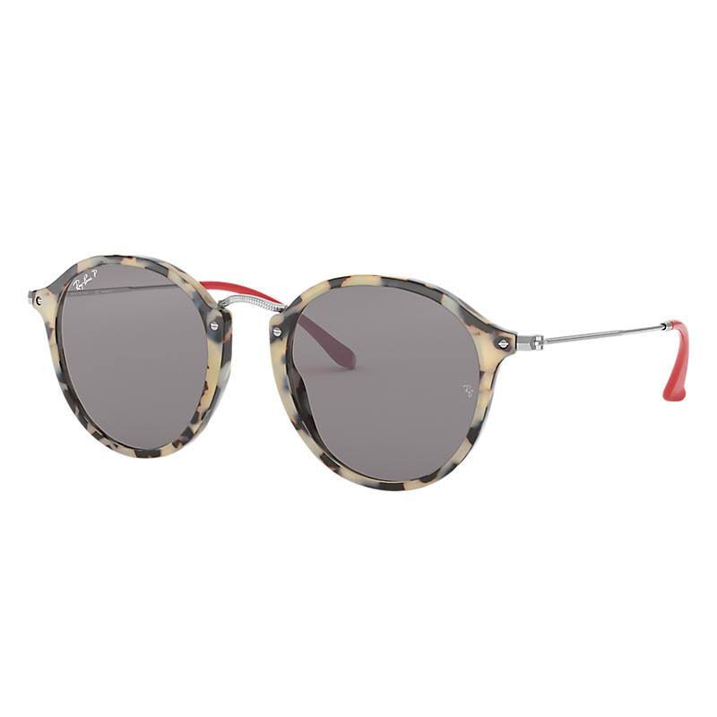 Beige Havana Grey Polar Round Sunglasses 52 mm H617