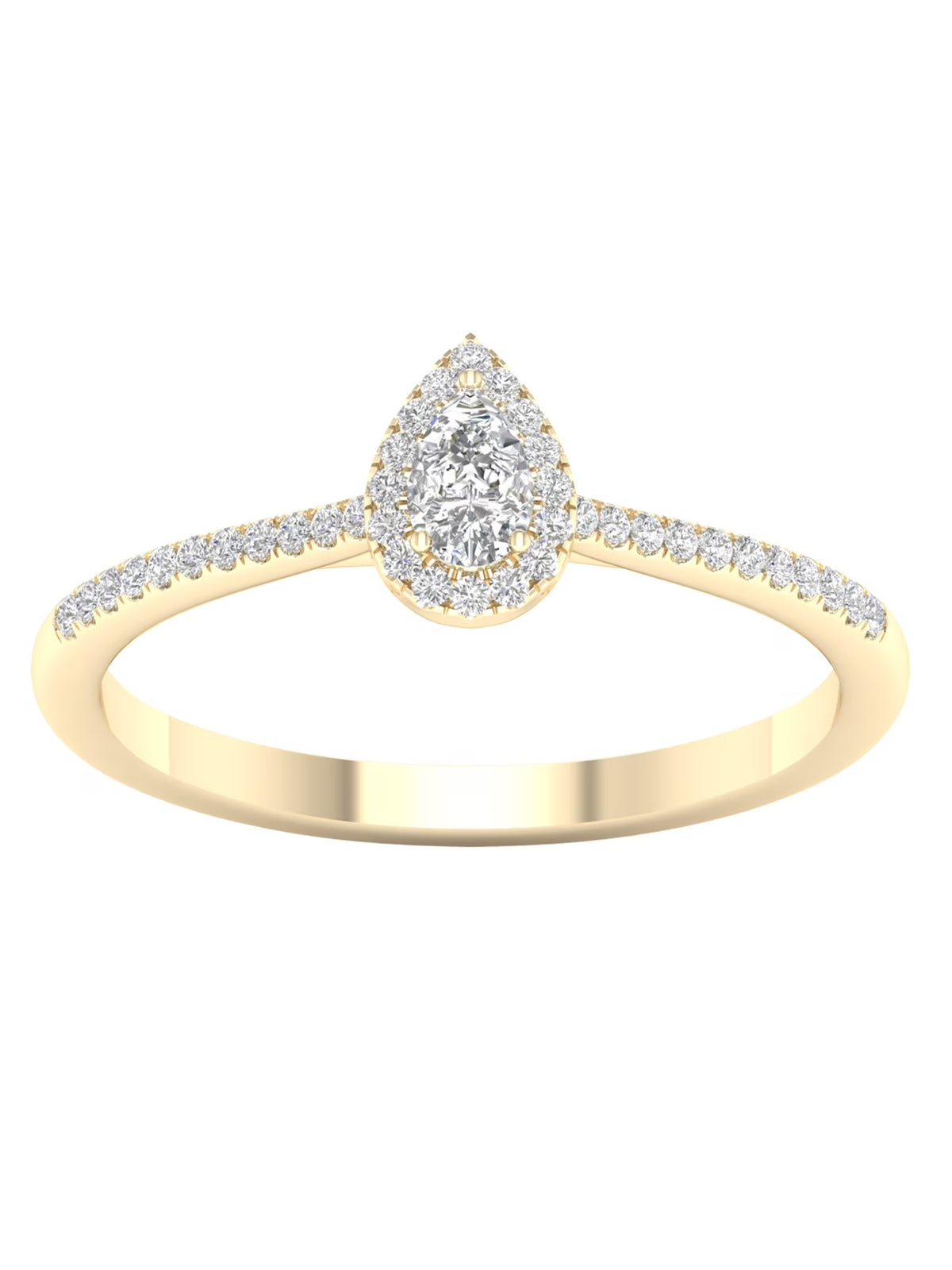 Pear Diamond Halo Engagement Ring in 10K Yellow Gold Q56801