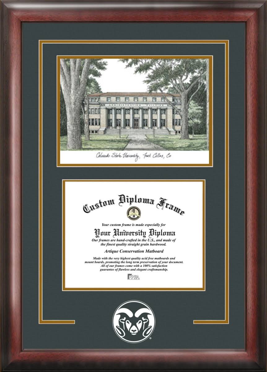 Satin Mahogany 9 x 7 in. Diploma Frame with Lithograph N712