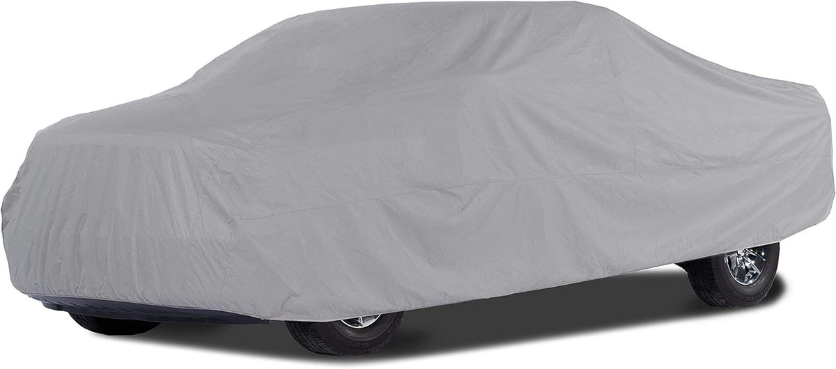 Grey 3-Layer Car Cover with Mesh Vent and Elastic Hem M3603