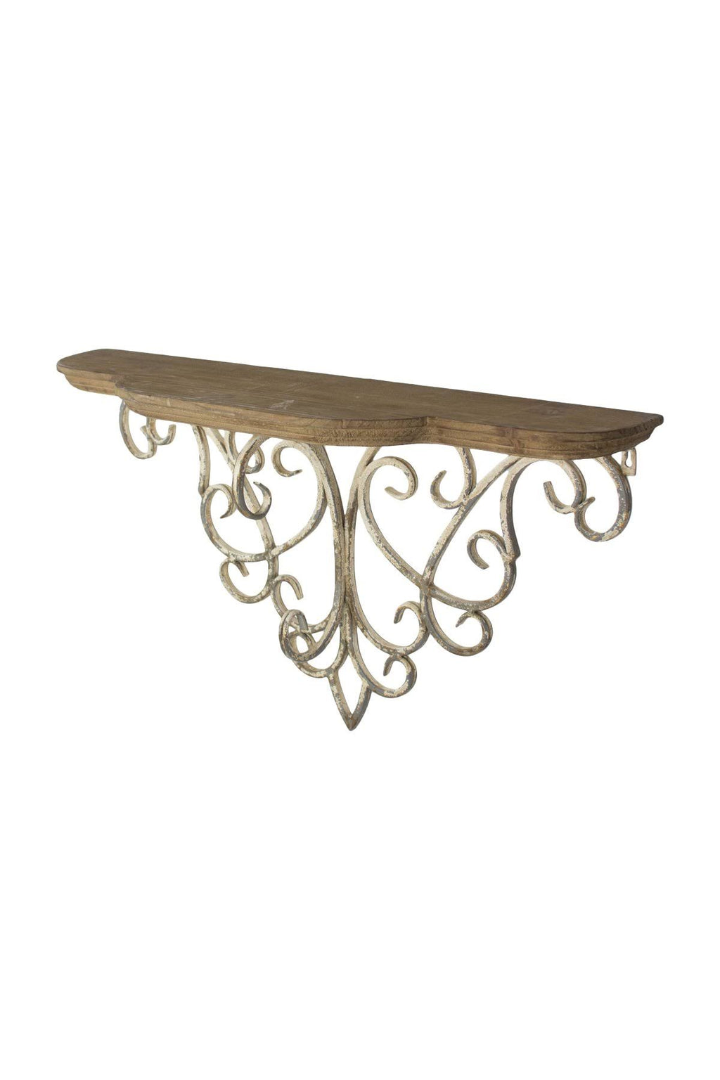 Wood Top Shelf with Metal Filigree Detail F227500