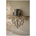 Wood Top Shelf with Metal Filigree Detail F227500