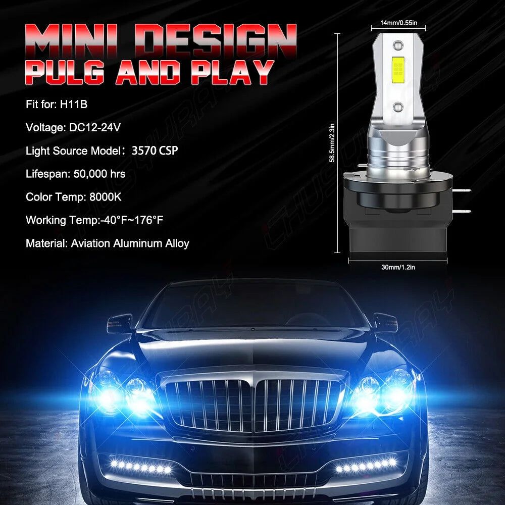 2x H11B LED Headlight Bulbs Kit Low Beam 8000K Ice Blue X821295