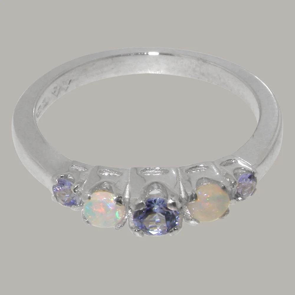 14k White Gold Tanzanite Opal Women's Engagement Ring Size 7 C637233