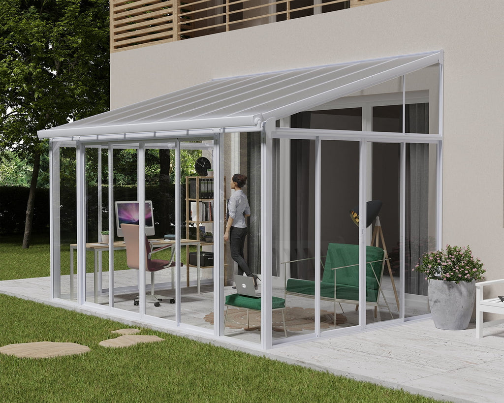 White Patio Enclosure with Screen Doors C542952