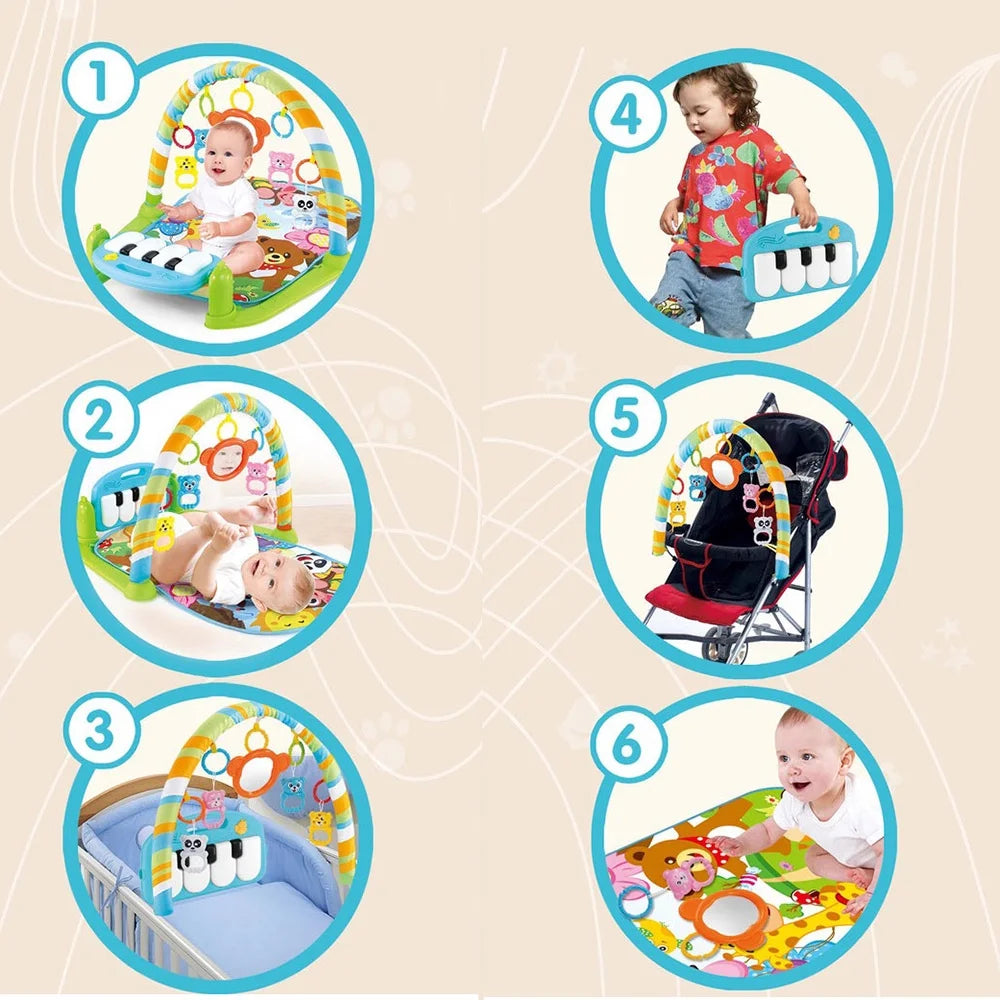 Playmat Kick and Play Piano Gym with Hanging Mirror Musical Activity Center Tummy Time Play Mat M8423