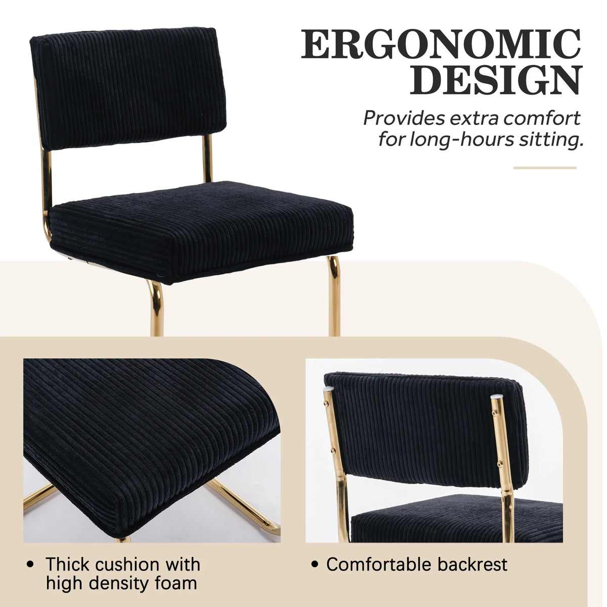 Black Corduroy Dining Chairs Set of 4 L874763