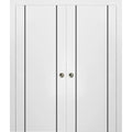 Sliding French Double Pocket Doors 48 x 80 inches White Silk with Frosted Glass Solid Wood Interior Doors R407805