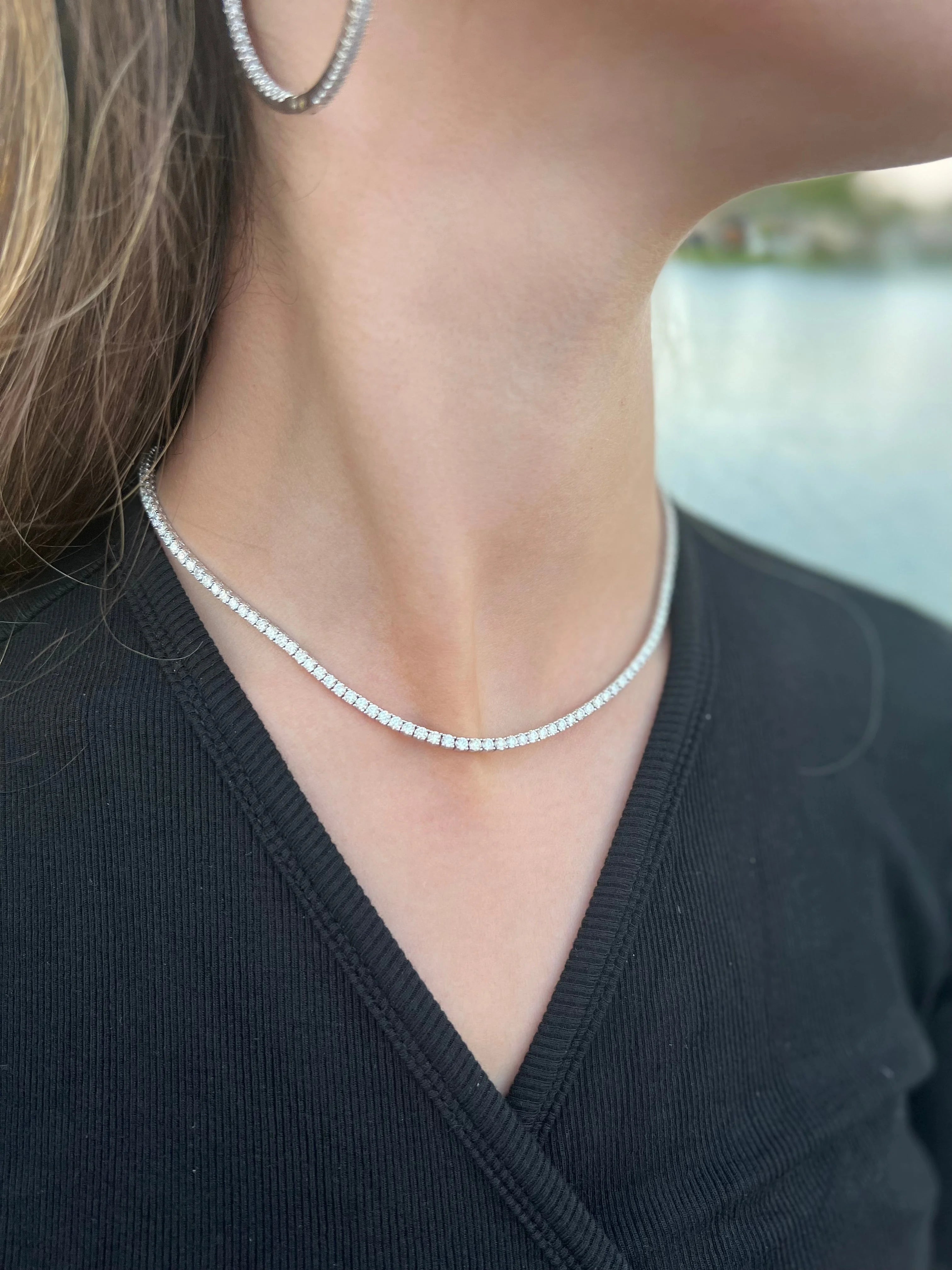 10 Carat Adjustable Round Diamond Tennis Necklace O8641