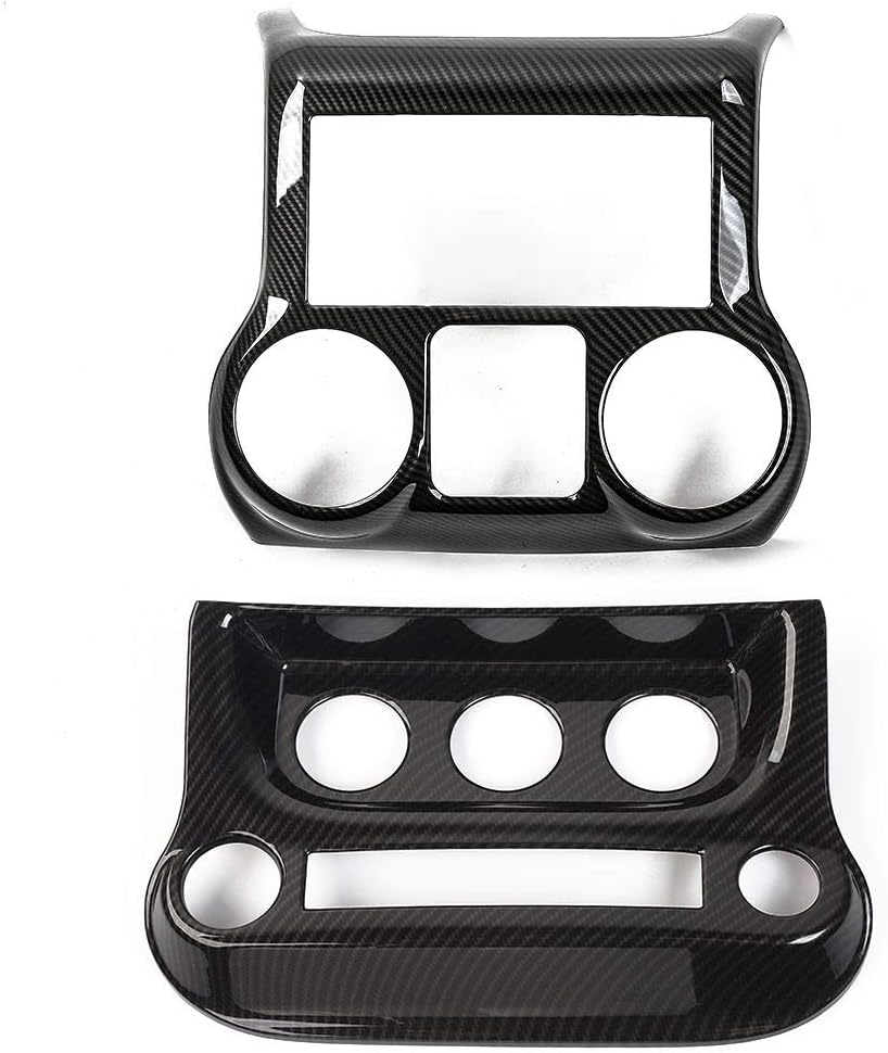 Carbon Fiber Car Interior Center Console Dashboard Panel Frame Cover Trims for Jeep Wrangler 2011-2017, Pack of 2 V109