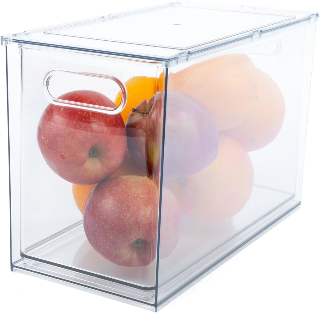 Clear Refrigerator Organizer Bins Stackable Plastic Storage Bins With Pull-Out Drawer A240583