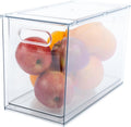 Clear Refrigerator Organizer Bins Stackable Plastic Storage Bins With Pull-Out Drawer A240583