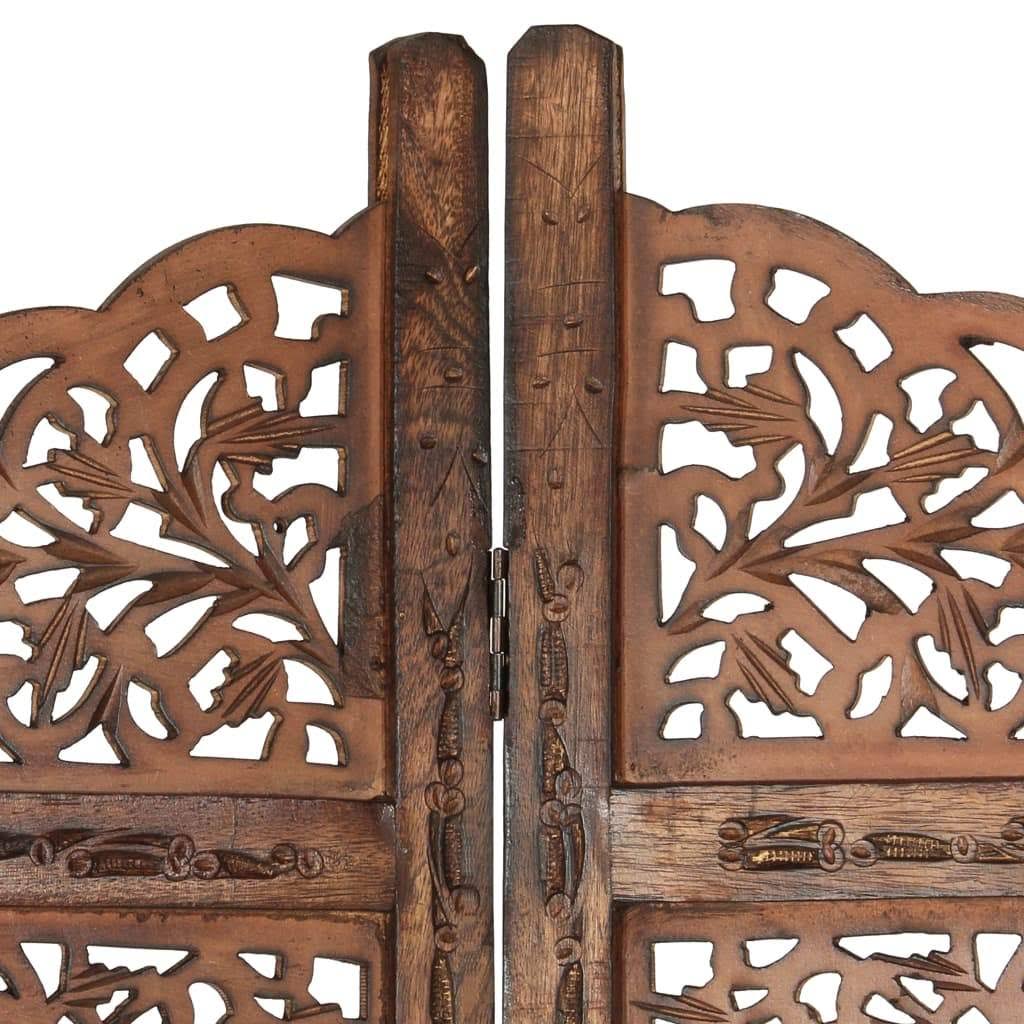Hand Carved 4-Panel Room Divider Solid Mango Wood E860