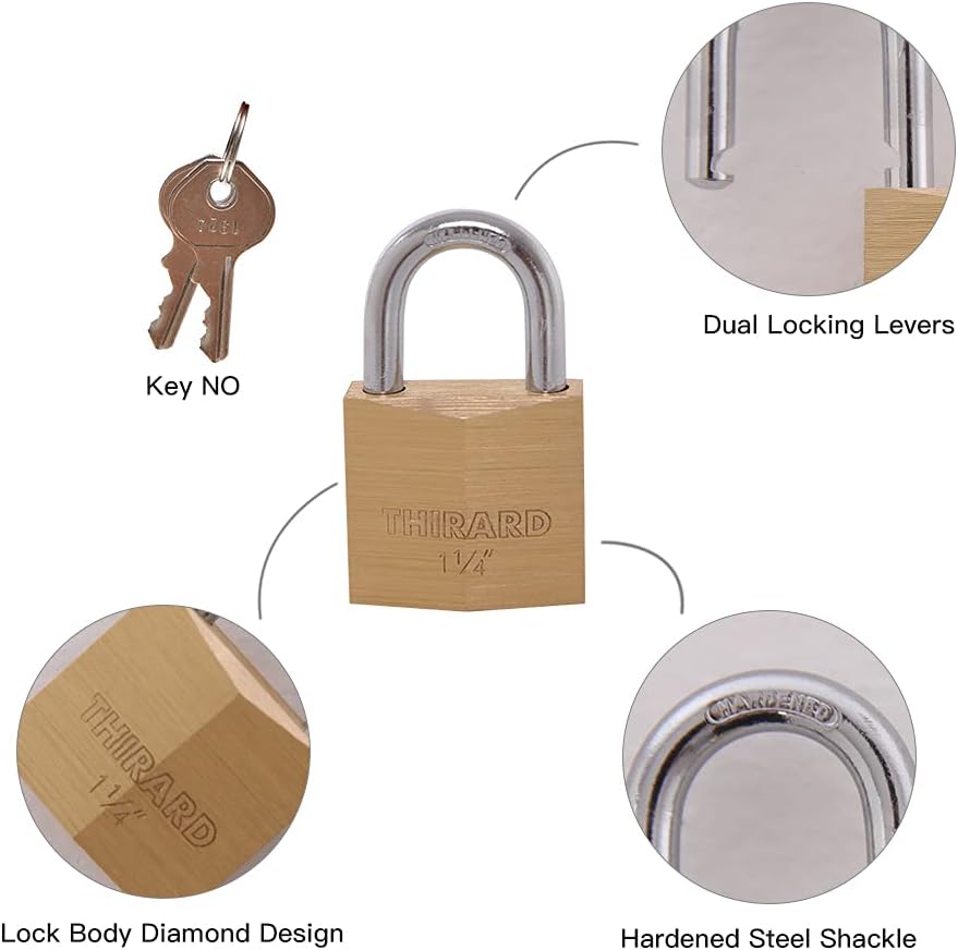 16 Pack Keyed Alike Solid Brass Padlock with 1-1/4” Wide Lock Body C39942