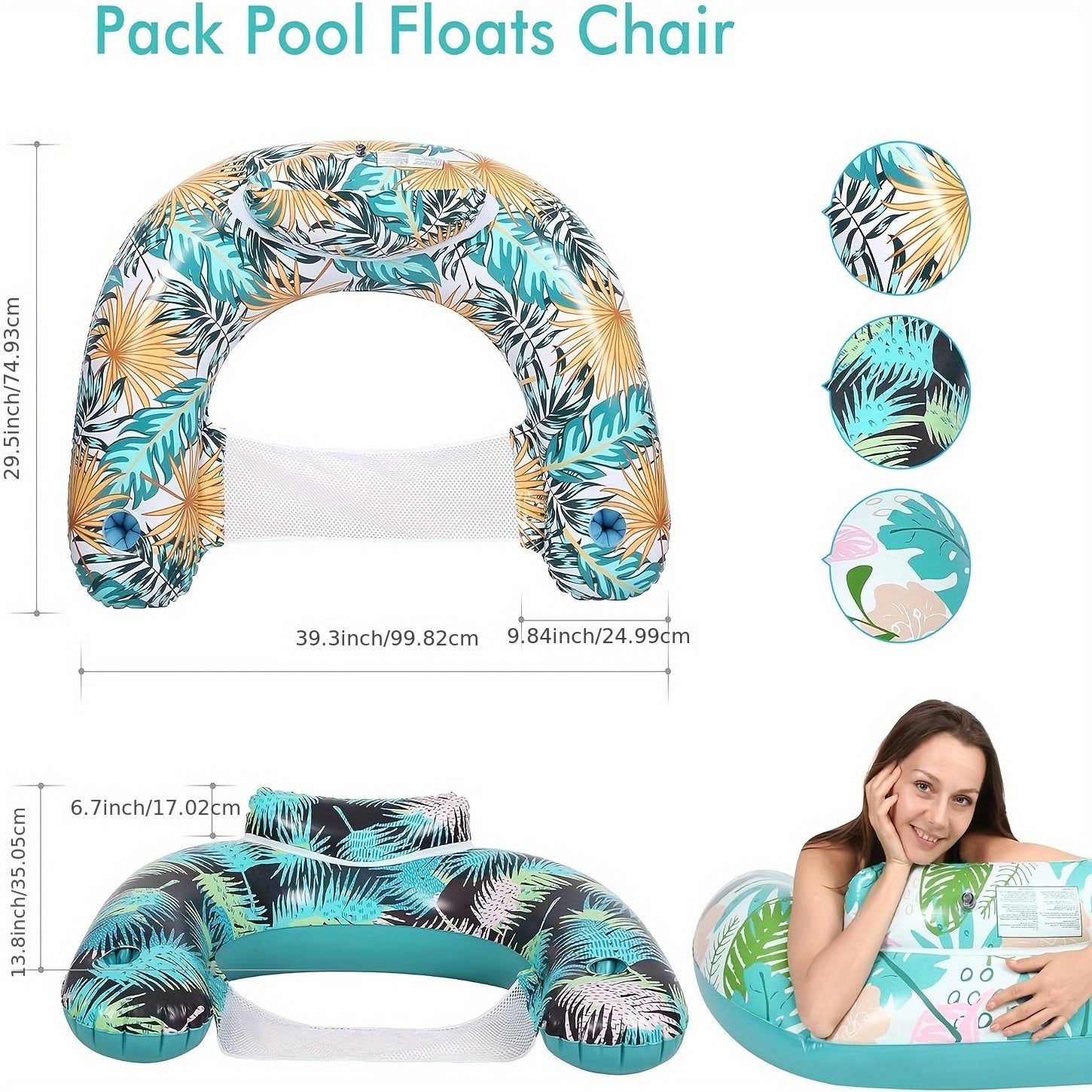 Inflatable Pool Chair with Cup Holder and Backrest Z927900