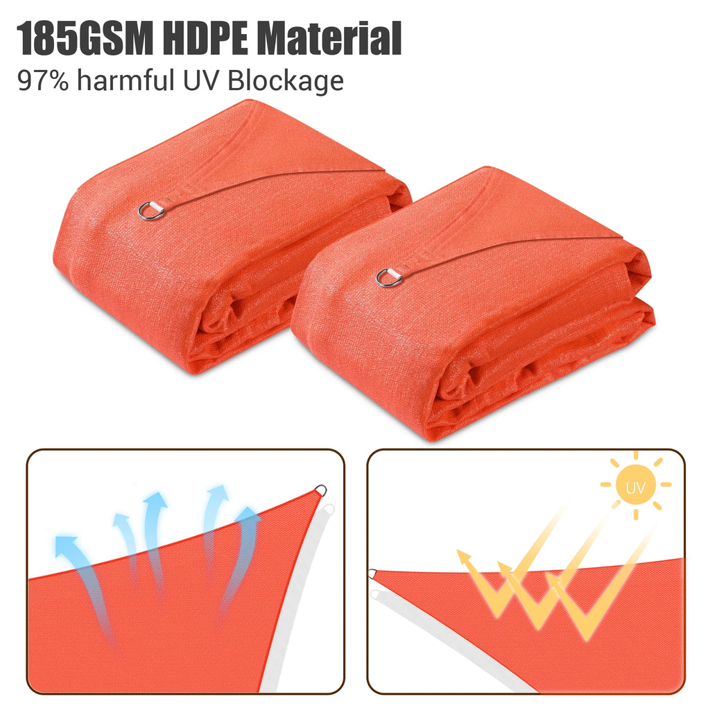 2 Pack 12x12 Ft 97% UV Block Square Sun Shade Sail HDPE Canopy H80181