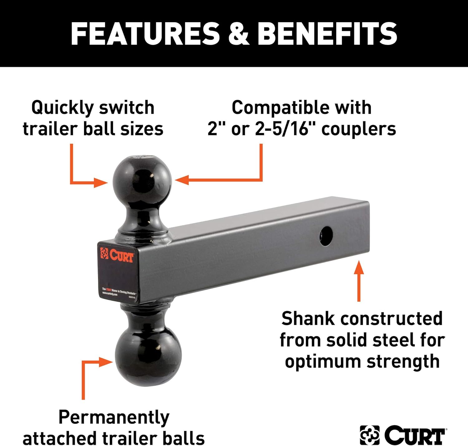 Multi-Ball Trailer Hitch Ball Mount, 2-Inch Receiver, 10,000 lbs P5819