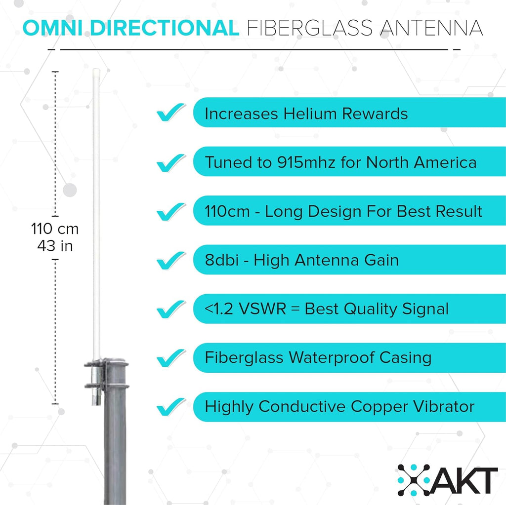 8dBi Fiber-Glass Omnidirectional Antenna 915mhz with 5foot SLMR-400 Wire U310919
