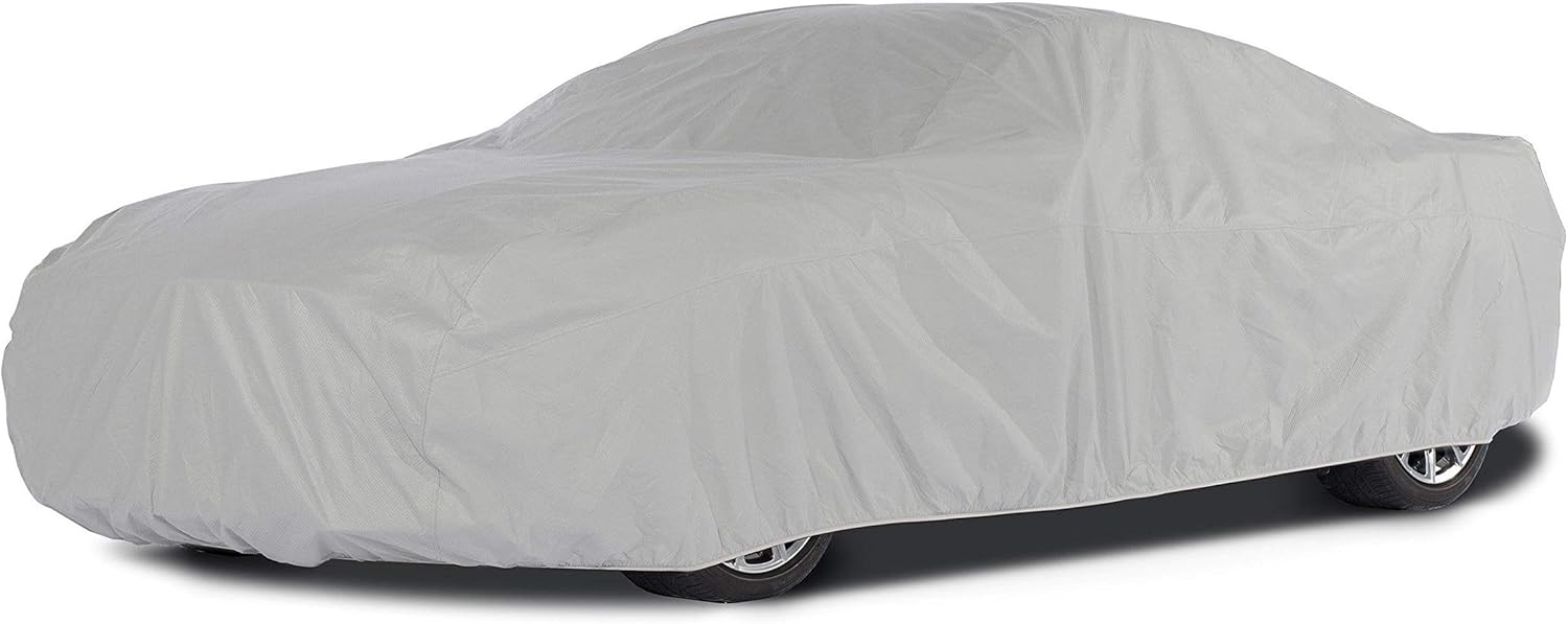Grey 3-Layer Car Cover with Mesh Vent and Elastic Hem M3603