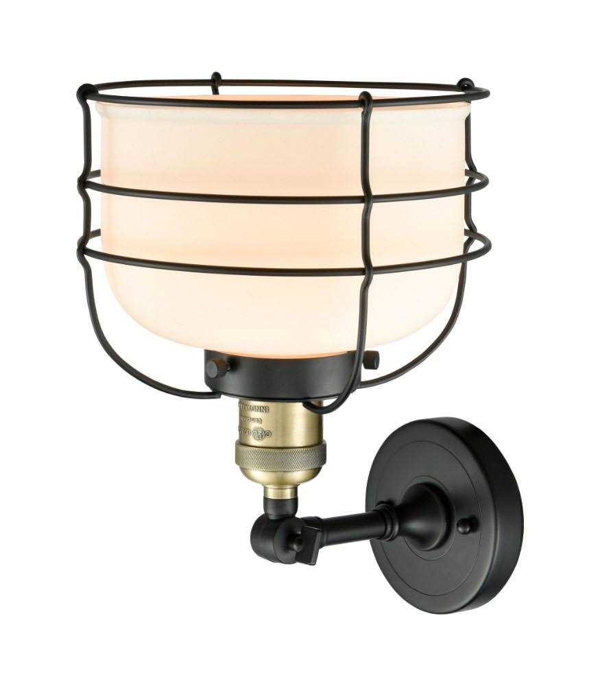 Large Bell Cage Semi-Flush Mount Light in Matte Black G131